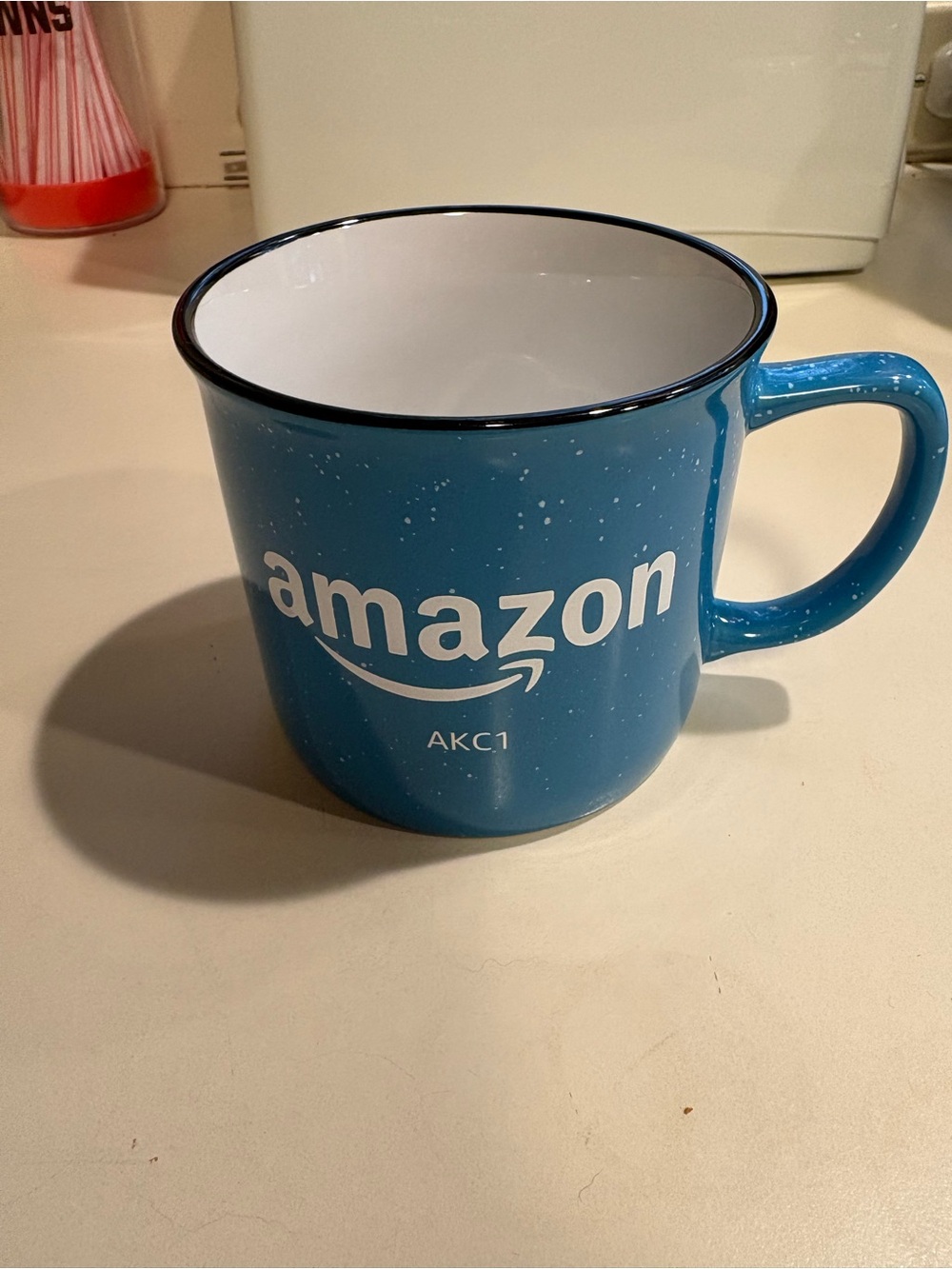 Amazon Blue Speckled Mug with White Interior AKC1 employee swag